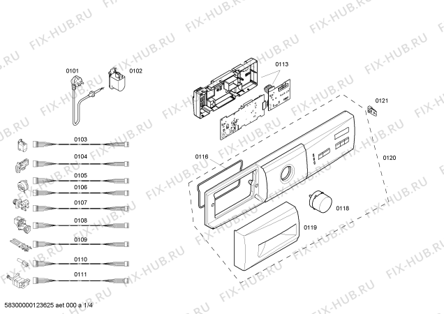 Схема №2 3TS651X с изображением Панель управления для стиралки Bosch 00663376
