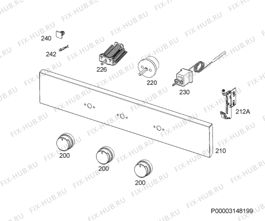 Взрыв-схема плиты (духовки) Electrolux RZB2110AAX - Схема узла Command panel 037