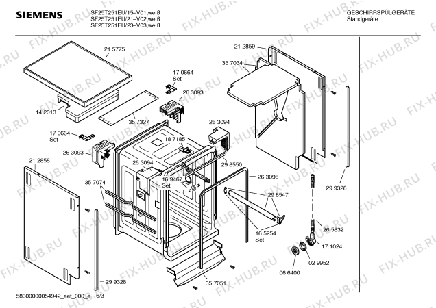 Взрыв-схема посудомоечной машины Siemens SF25T251EU - Схема узла 03