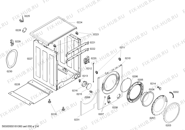 Взрыв-схема стиральной машины Bosch WAE202601W Maxx 7kg - Схема узла 02