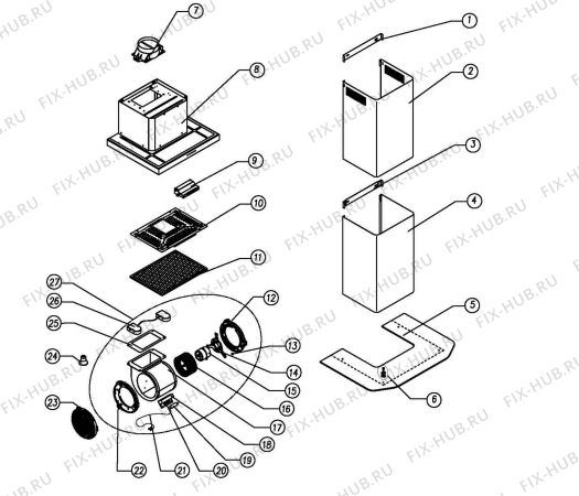 Схема №1 DEPV90 с изображением Спецфильтр для электровытяжки DELONGHI DAU1570185