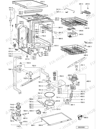 Взрыв-схема посудомоечной машины Ignis LPA 76 ALU - Схема узла