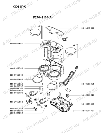 Взрыв-схема кофеварки (кофемашины) Krups F2704210F(A) - Схема узла 0P001641.6P2