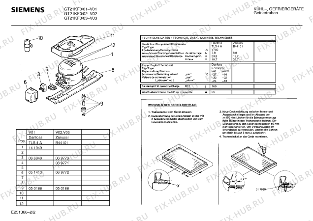 Взрыв-схема холодильника Siemens GT21KF0 - Схема узла 02