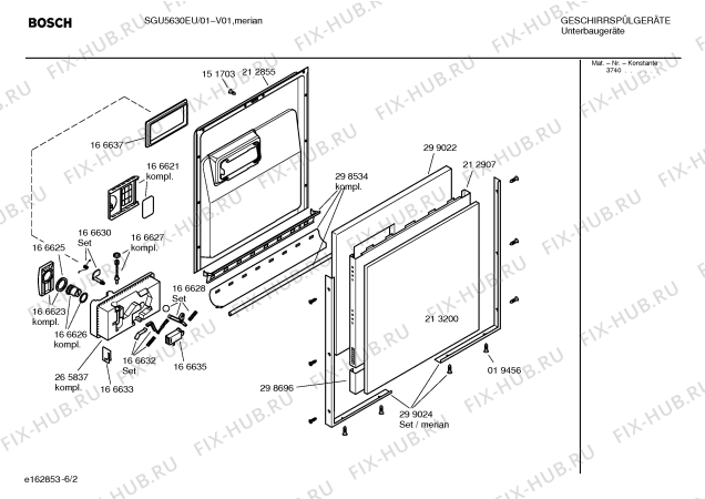 Взрыв-схема посудомоечной машины Bosch SGU5630EU - Схема узла 02