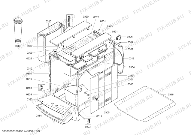 Схема №2 TK64001 Surpresso S40 с изображением Емкость для электрокофемашины Siemens 00433834