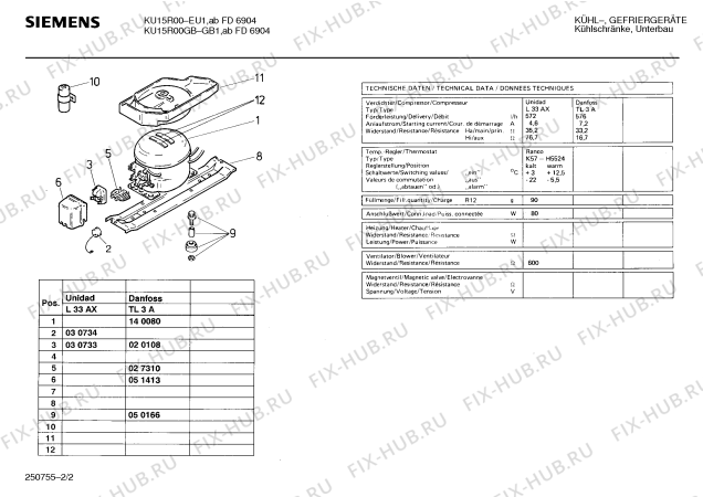 Схема №2 KU15R00 с изображением Инструкция по эксплуатации для холодильника Siemens 00516186