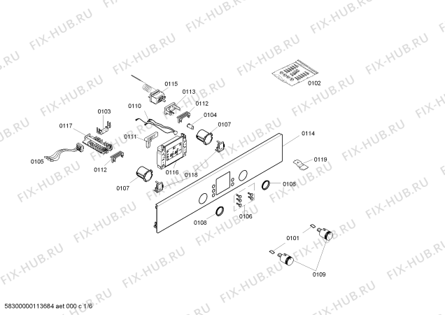 Схема №2 HBN330850 с изображением Панель управления для плиты (духовки) Bosch 00447146