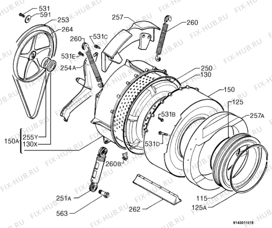 Взрыв-схема стиральной машины Electrolux EWS1045 - Схема узла Functional parts 267