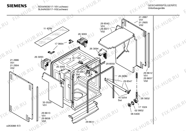 Взрыв-схема посудомоечной машины Siemens SE64A630 - Схема узла 03