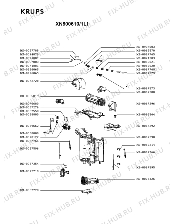 Взрыв-схема кофеварки (кофемашины) Krups XN800610/1L1 - Схема узла OP004448.4P2