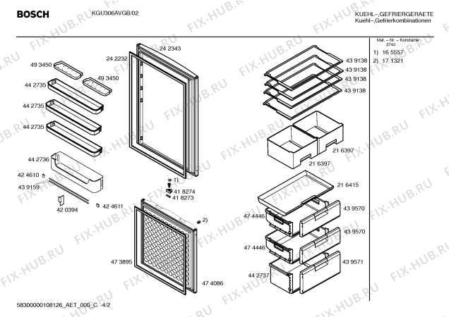 Взрыв-схема холодильника Bosch KGU306AVGB - Схема узла 02