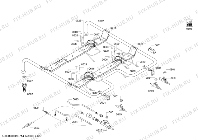 Взрыв-схема плиты (духовки) Bosch HGA23A120S - Схема узла 06