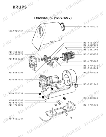 Взрыв-схема мясорубки Krups F4027051(P) - Схема узла IP000963.0P2