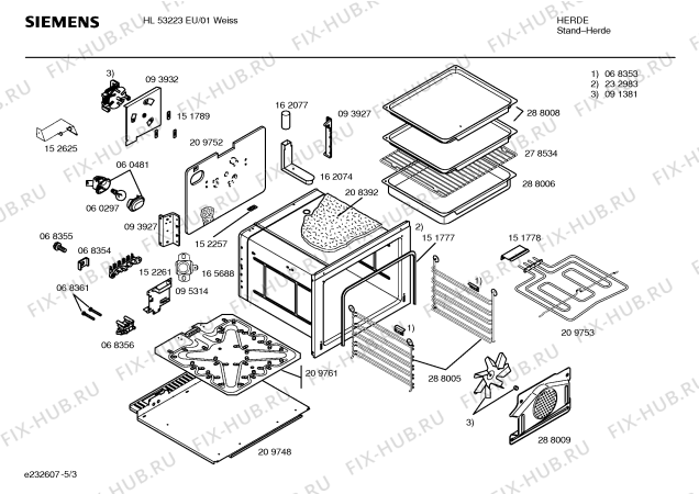 Схема №3 HL53223EU с изображением Инструкция по эксплуатации для духового шкафа Siemens 00520830