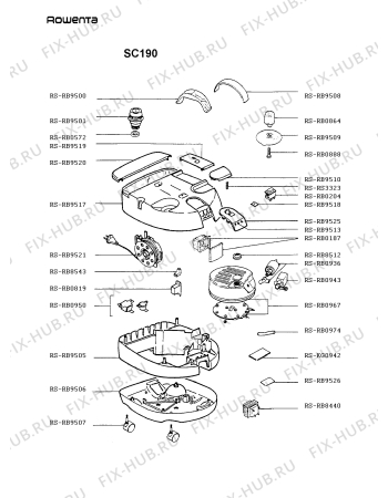 Взрыв-схема пылесоса Rowenta SC190 - Схема узла SC190___.FR1