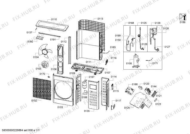 Схема №1 S1ZMA42000 42000 BTU dış UNITE с изображением Ящик для сплит-системы Siemens 00706060