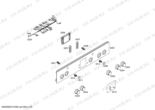 Взрыв-схема плиты (духовки) Bosch HGG24W225M - Схема узла 02