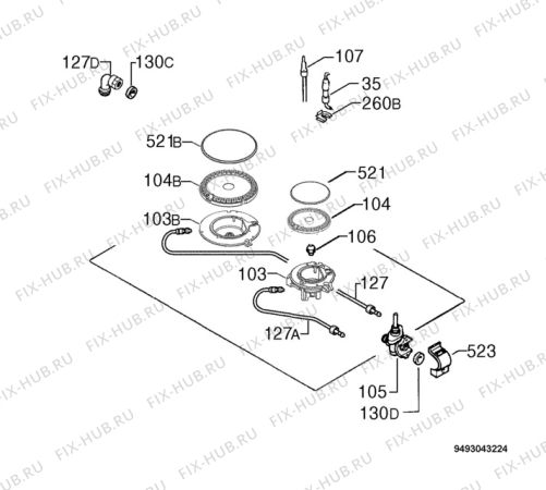 Взрыв-схема плиты (духовки) Zanussi ZDG326X - Схема узла Functional parts 267