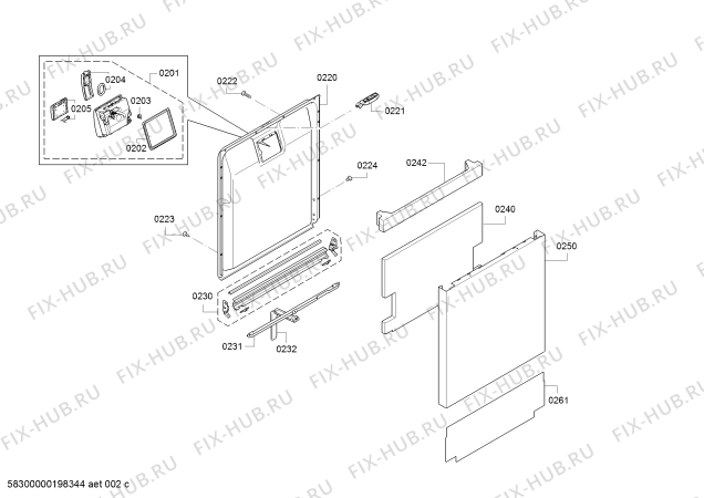 Схема №4 S416T80S0G с изображением Передняя панель для посудомойки Bosch 11021299