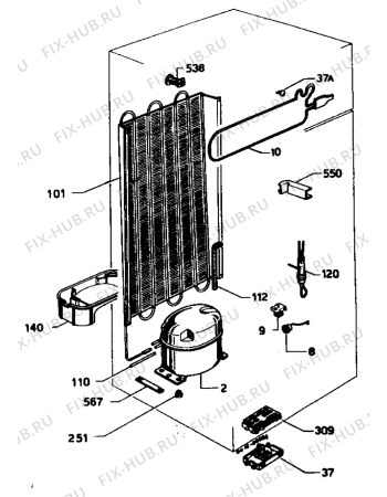 Взрыв-схема холодильника Marijnen CM254DT - Схема узла Refrigerator cooling system