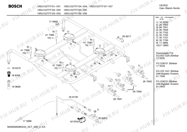 Схема №3 HSG152TFF, Bosch с изображением Панель управления для электропечи Bosch 00447040