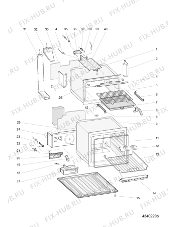 Взрыв-схема плиты (духовки) Hotpoint HW170LIW (F053210) - Схема узла