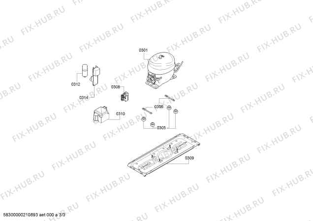 Взрыв-схема холодильника Bosch GSV24VL2A5, BOSCH - Схема узла 03