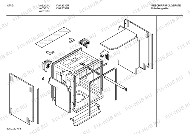 Схема №3 SGIATA3 VA311J5U с изображением Передняя панель для посудомойки Bosch 00350661