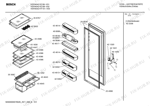 Взрыв-схема холодильника Bosch KSR40421FF - Схема узла 02