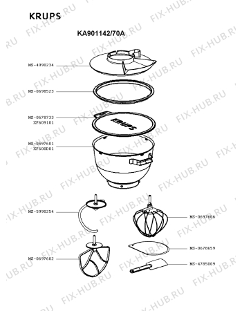 Взрыв-схема кухонного комбайна Krups KA901142/70A - Схема узла FP003317.1P3