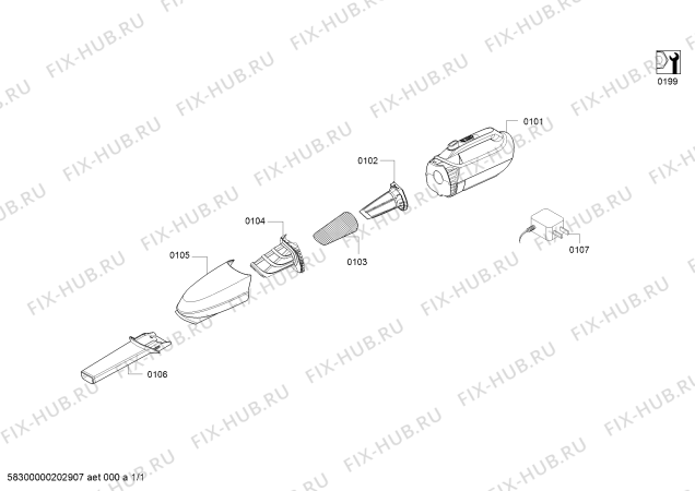 Схема №1 BHN20110CN Move 20.4V с изображением Блок питания для мини-пылесоса Bosch 12018661