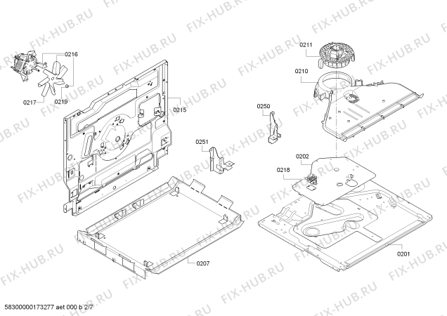 Взрыв-схема плиты (духовки) Bosch HCE723223G - Схема узла 02