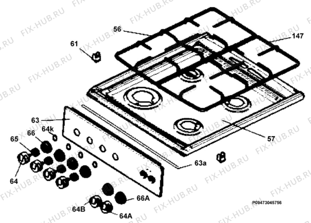 Взрыв-схема плиты (духовки) Electrolux EKK510513X - Схема узла Section 4