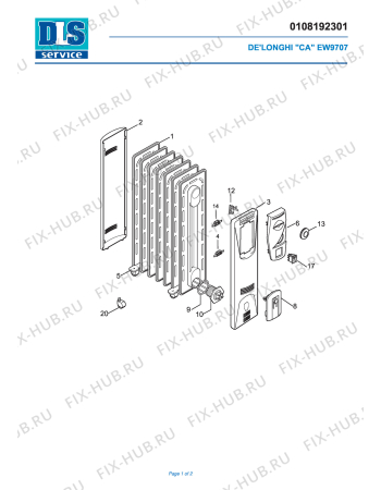 Схема №1 EW9707 с изображением Держатель для обогревателя (вентилятора) DELONGHI 7085005100