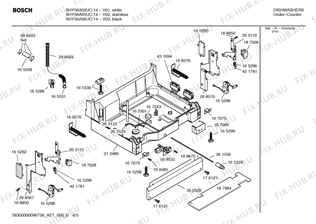 Взрыв-схема посудомоечной машины Bosch SHY56A02UC Bosch - Схема узла 05