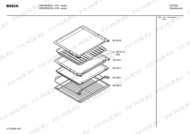 Схема №1 HSN382B с изображением Инструкция по эксплуатации для плиты (духовки) Bosch 00526346