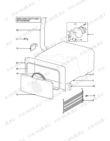 Взрыв-схема плиты (духовки) Zanussi ZHF470W - Схема узла H10 Main Oven Cavity (large)