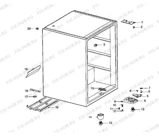 Взрыв-схема холодильника Tricity Bendix UF404W - Схема узла Cabinet + furniture (extra)