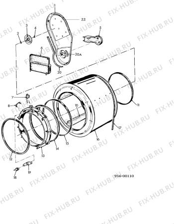 Взрыв-схема стиральной машины Faure LSK308W1 - Схема узла Drum