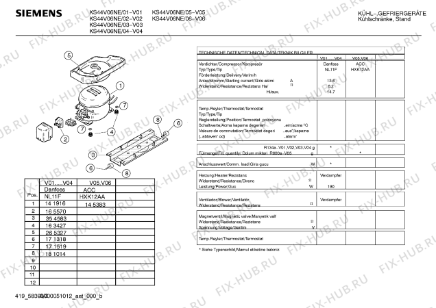 Взрыв-схема холодильника Siemens KS44V06NE - Схема узла 03