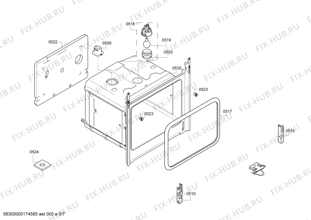 Схема №5 FRS3310GTL Profilo с изображением Панель управления для духового шкафа Bosch 00749562
