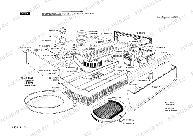 Схема №1 0752200092 DUH641 с изображением Панель для вентиляции Bosch 00111405