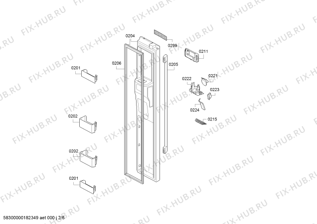 Схема №3 KA1903I20G Side by side IWD Homebar TCD с изображением Дверь для холодильника Bosch 00714342
