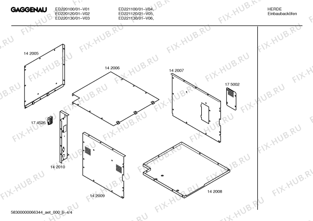 Взрыв-схема плиты (духовки) Gaggenau ED220120 - Схема узла 04