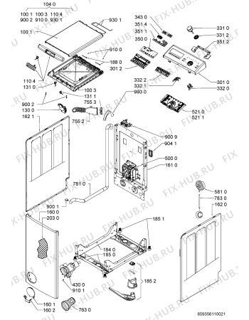 Схема №1 WTLS 60912 ZEN с изображением Модуль (плата) для стиральной машины Whirlpool 481010559305