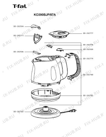 Схема №1 KO390BJP/87A с изображением Держатель для чайника (термопота) Seb SS-202781