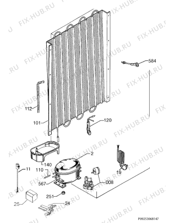 Взрыв-схема холодильника Aeg SCB41611LS - Схема узла Cooling system 017