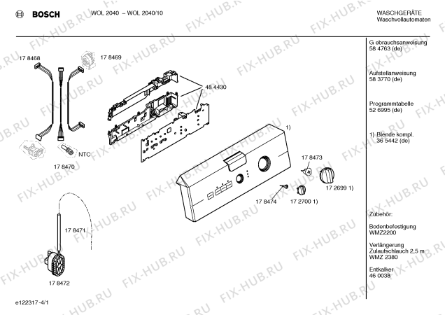 Схема №2 WOL2040 с изображением Инструкция по эксплуатации для стиралки Bosch 00584763