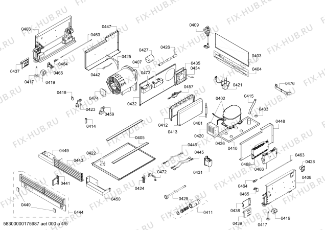 Взрыв-схема холодильника Gaggenau RF471301 - Схема узла 04